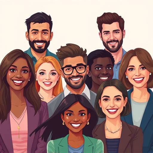 Illustration du service de casting: des portraits de différents acteurs et actrices.